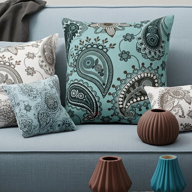Mörk teal paisley kudde (Skapare uppladdad)