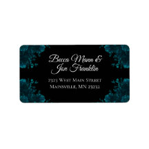 Mörk Teal Ro Bröllop Adressetiketter