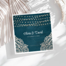 Mörk Teal Rustic Elegance Bröllop Napkins