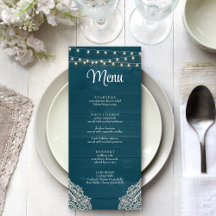 Mörk Teal Rustic Elegance-menykort