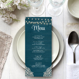 Mörk Teal Rustic Elegance-menykort Meny