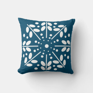 Mörk Teal Scandinavian Folk Art Dekorativ kudde