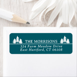 Mörk Teal Spruces Rustic Namn & Returadress Etikett