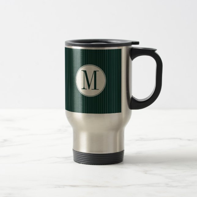 Mörk Teal Streck, enkelmonogram Mugg (Höger)
