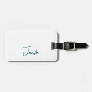 Mörk Teal Trend Modern Minimalist Handskriven Namn Bagagebricka