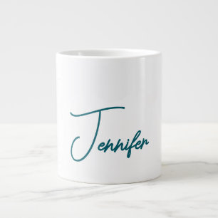 Mörk Teal Trend Modern Minimalist Handskriven Namn Jumbo Mugg