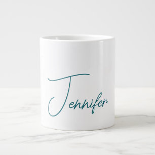 Mörk Teal Trend Modern Minimalist Handskriven Namn Jumbo Mugg
