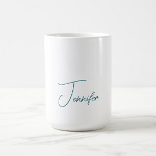 Mörk Teal Trend Modern Minimalist Handskriven Namn Kaffemugg