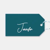 Mörk Teal Trend Modern Minimalist Handskriven Namn