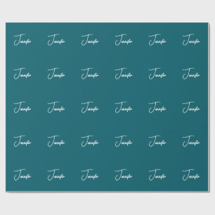 Mörk Teal Trend Modern Minimalist Handskriven Namn Presentpapper