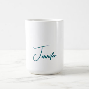 Mörk Teal Trend Modern Minimalistisk Handskriven N Kaffemugg