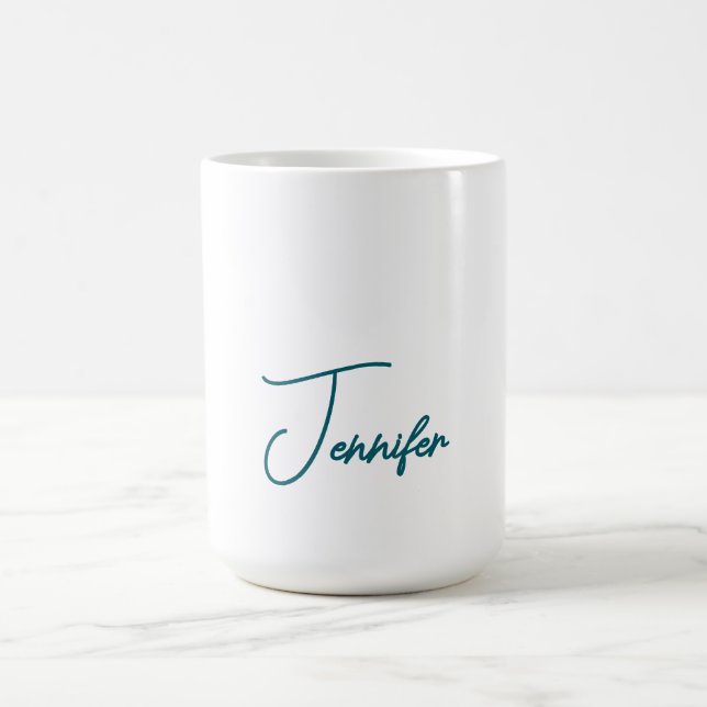 Mörk Teal Trend Modern Minimalistisk Handskriven N Kaffemugg (Center)
