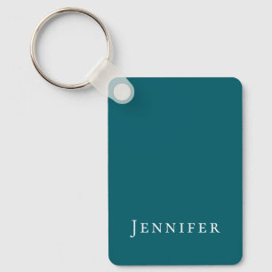 Mörk Teal Trendig Modern Minimalist Ditt Namn Nyckelring