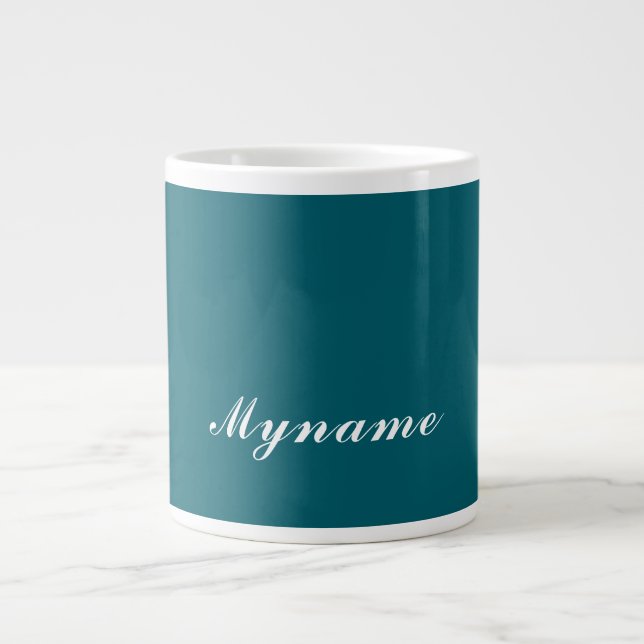 Mörk Teal Trendig Modern Minimalistisk Chic Namn Jumbo Mugg (Framsidan)