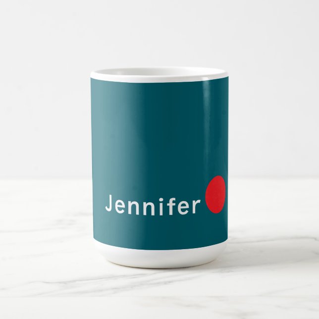 Mörk Teal Trendig Modern Minimalistiskt Ditt Namn Kaffemugg (Center)