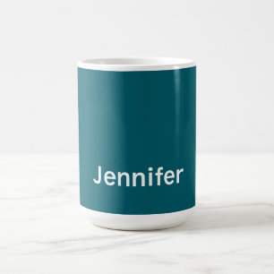 Mörk Teal Trendig Modern Minimalistiskt Ditt Namn Kaffemugg