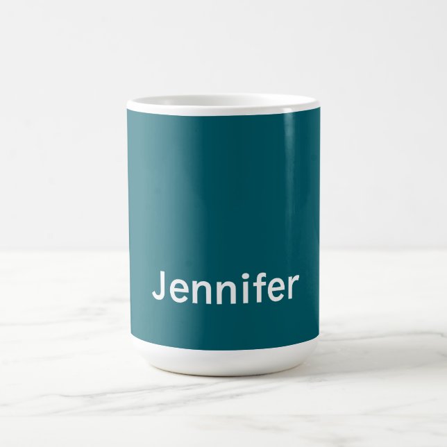 Mörk Teal Trendig Modern Minimalistiskt Ditt Namn Kaffemugg (Center)