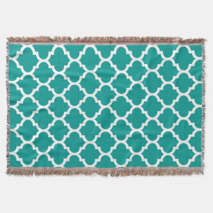 Mörk Teal White Moroccan Quatrefoil Mönster #5 Mysfilt