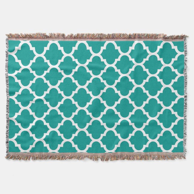 Mörk Teal White Moroccan Quatrefoil Mönster #5 Mysfilt (Framsidan)