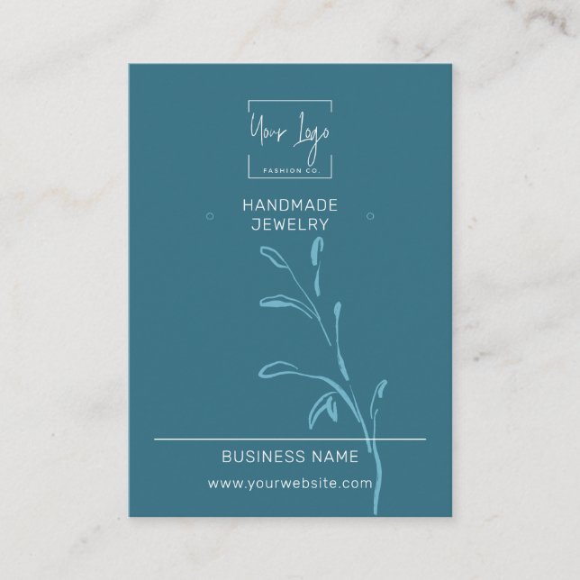 Mörk Tealblad Social QR Smyckeskort för展示 (Framsida)