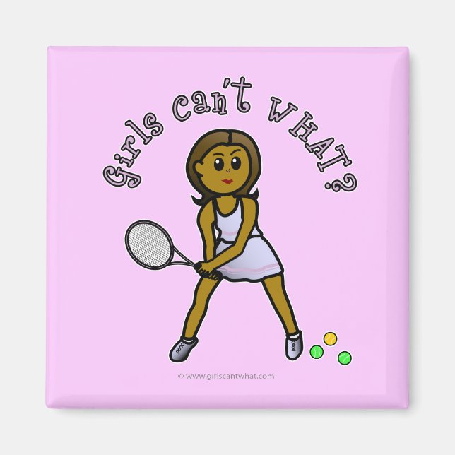 Mörk Tennis Player Girl Magnet (Framsidan)