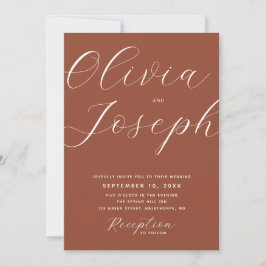 Mörk Terracotta Brown Fall Wedding | Foto och QR Inbjudningar