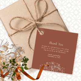 Mörk Terracotta Rust Blommigt Bröllop Tack Gåvor Etiketter