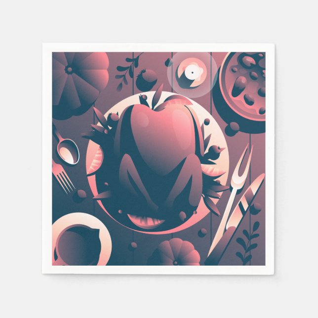 mörk thanksgiving middag pappersservett (Framsidan)