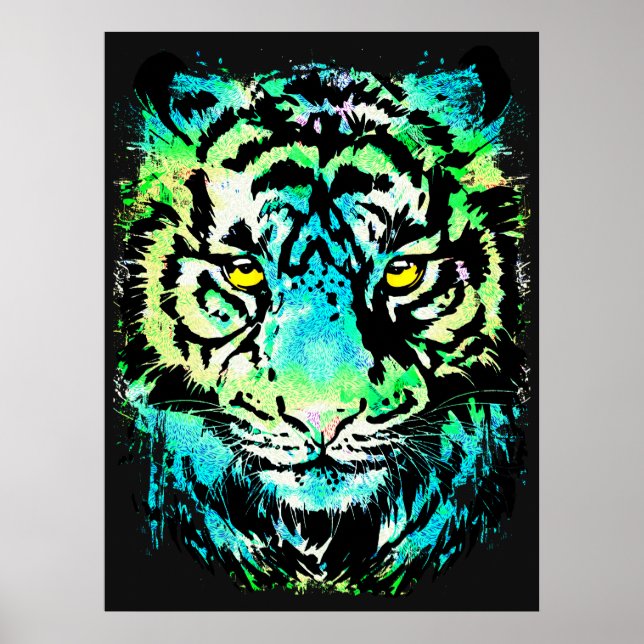 Mörk Tiger Poster - Öga med färgämnen (Framsidan)