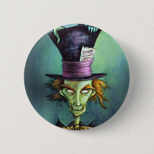 Mörk tokig Hatter från Alice i underland Knapp