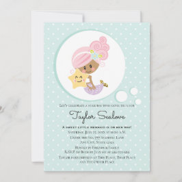 Mörk-ton för sjöjungfru babyskal inbjudningar