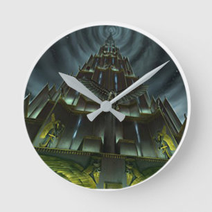Mörk Torn Clock Rund Klocka