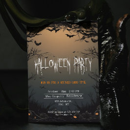 Mörk Träd & Fladdermus Creepy Halloween fest Inbjudningar