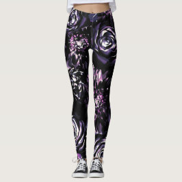 Mörk Trädgård Förtrollande Djärva Lila Glamour Blo Leggings