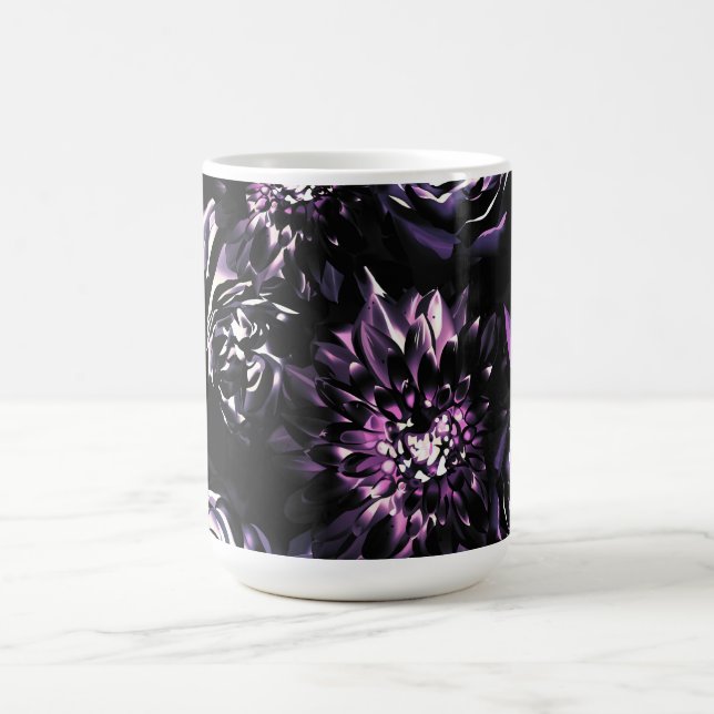 Mörk trädgård Förtrollande Lila Glamourblommor Kaffemugg (Center)