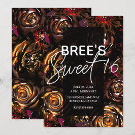 Mörk trädgård höstblommor höst söta 16 fests firan inbjudningar