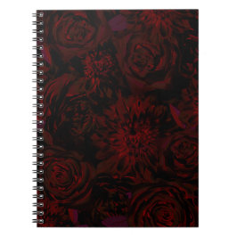 Mörk Trädgård Röd Romantiska Blommor Gotisk Glam Anteckningsbok
