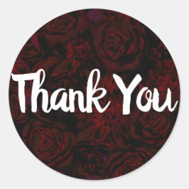 Mörk trädgård röda romantiska blommor gotisk bröll runt klistermärke