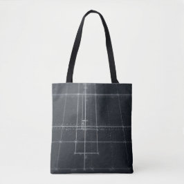 Mörk träkol Geometrisk Arkitektonisk Linje Konst Tygkasse