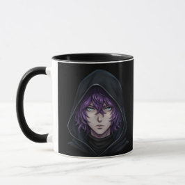 Mörk Tröja Anime Pojke med Lila Hår Mugg