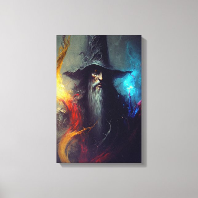 Mörk Trollkarl Fantasy Canvastryck | Magiker Konst (Framsida)