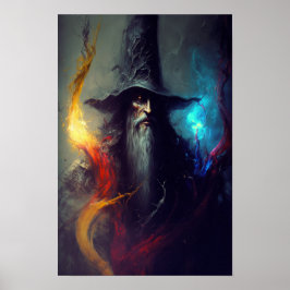 Mörk Trollkarl Fantasykonstaffisch | Magiker Dekor
