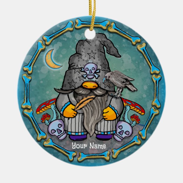 Mörk trollkarl tomte  julgransprydnad keramik (Framsidan)