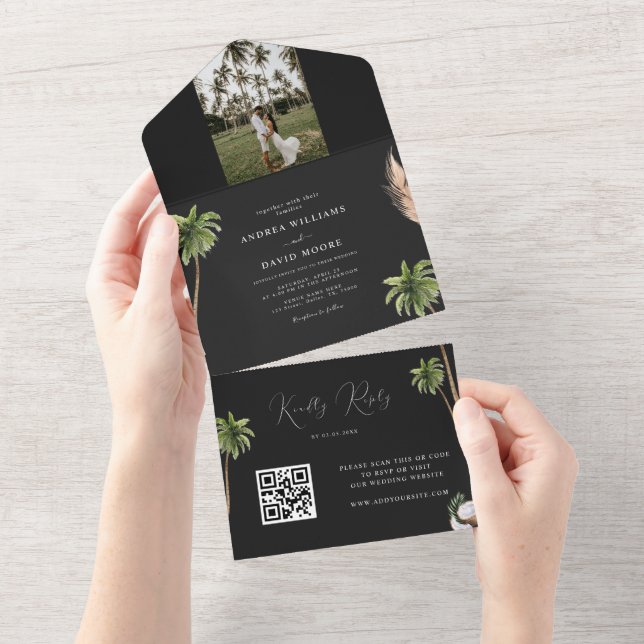 Mörk Tropical Handflatan Träd Photo QR Code OSA Br (Tearaway)