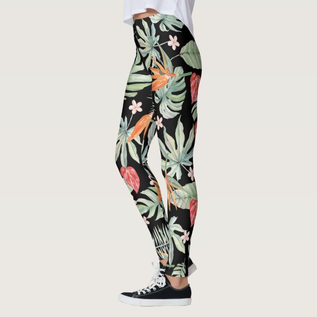 Mörk Tropiks Fantasy Flower Foliage Leggings (Vänster)