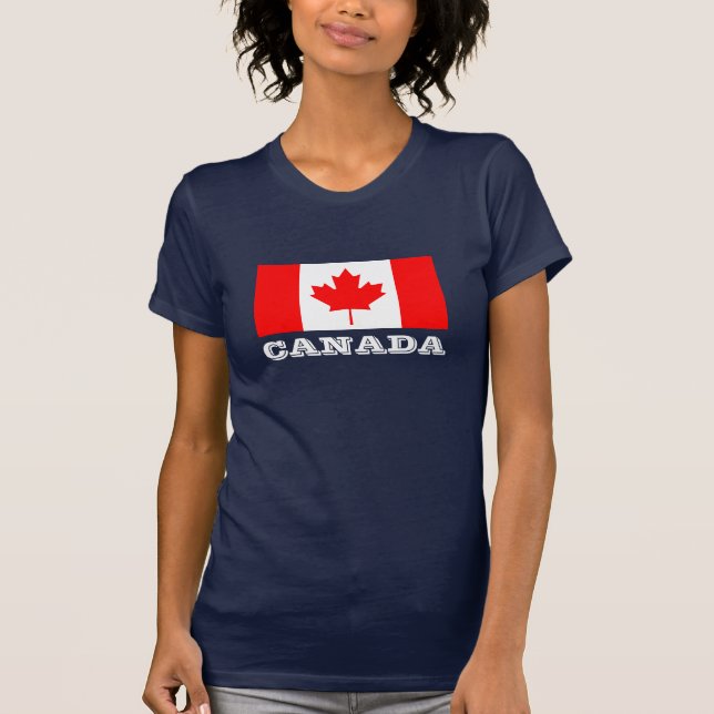 Mörk tshirt med Kanada flagga | Kanadensisk apel l Tee Shirt (Framsida)