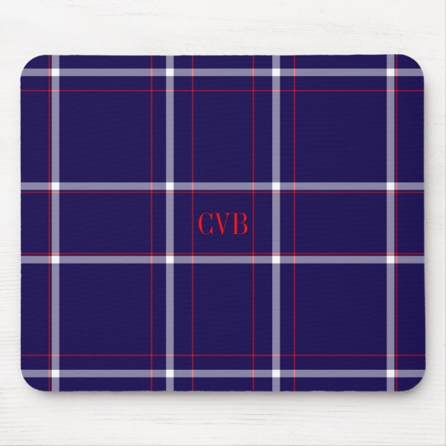 Mörk Tunga, rödvit, monogrammad muskepad Musmatta (Framsidan)