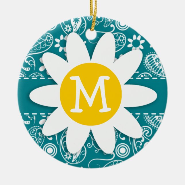 Mörk Turcos Paisley; Daisy Julgransprydnad Keramik (Framsidan)