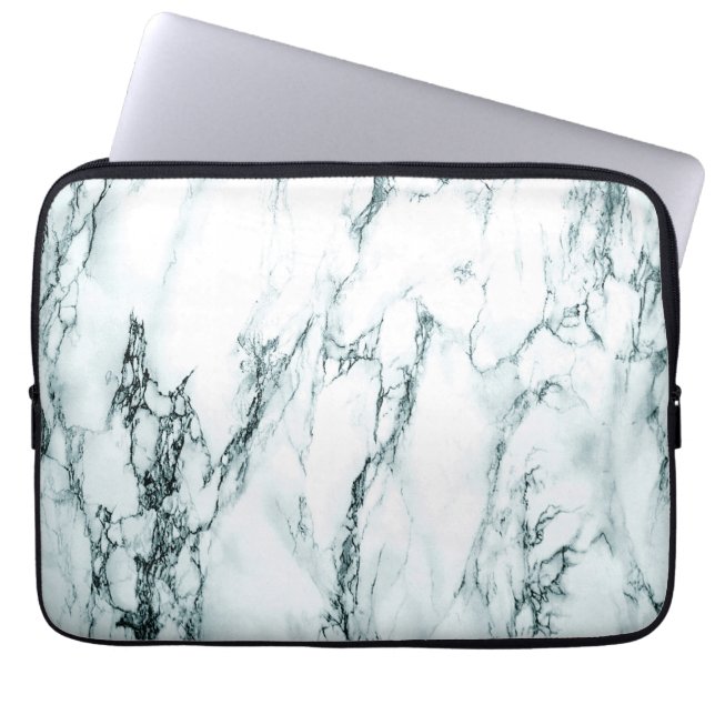 Mörk Turcos Vein Marble look Laptop Fodral (Framsidan)