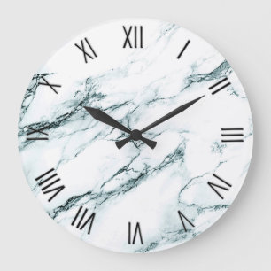 Mörk Turcos Vein Marble w Roman Numerals Stor Klocka